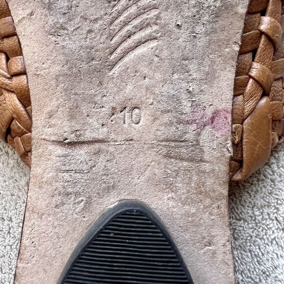 Paige Alana Brown Ochre Woven Leather Flat Mule Casual Shoes Pointed Toe Size 10 - Picture 11 of 15